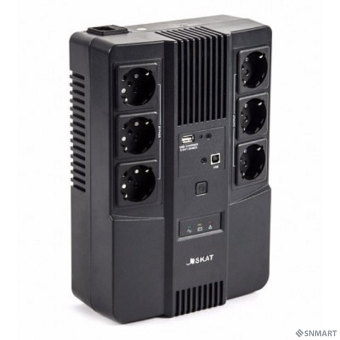 ИБП Бастион SKAT-UPS 800 AI (SKAT-UPS 800-AI-LI-1x9) [Line-interactive, 800/480Вт, USB/RJ-45, АКБ 1х 9Ач, сверху ЕВРО 3+3, МПТ] (452)