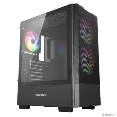 Powercase Mistral AY3B ARGB, Tempered Glass, 2x 140mm +1x 120mm ARGB Fans, чёрный, ATX  (CMAYB-A3)