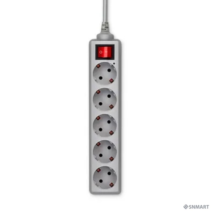 BURO Сетевой фильтр, 5 розеток, 3 метра, (500SL-3-G), серый (пакет ПЭ) [354124]