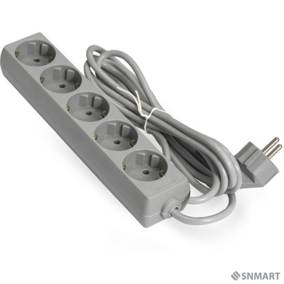 Exegate EX285826RUS Удлинитель ExeGate ECE-5-5G (5 евророзетки с заземлением, 5м, серый)