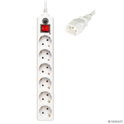 BURO Сетевой фильтр, 6 розеток, 1.8 метра, (600SH-1.8-UPS-W ), белый (коробка) [992306]