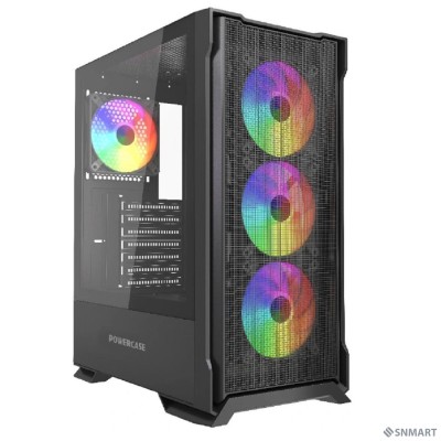 Powercase Mistral AZ4B ARGB, Tempered Glass, 4x 120mm ARGB Fans, чёрный, ATX  (CMAZB-A4)