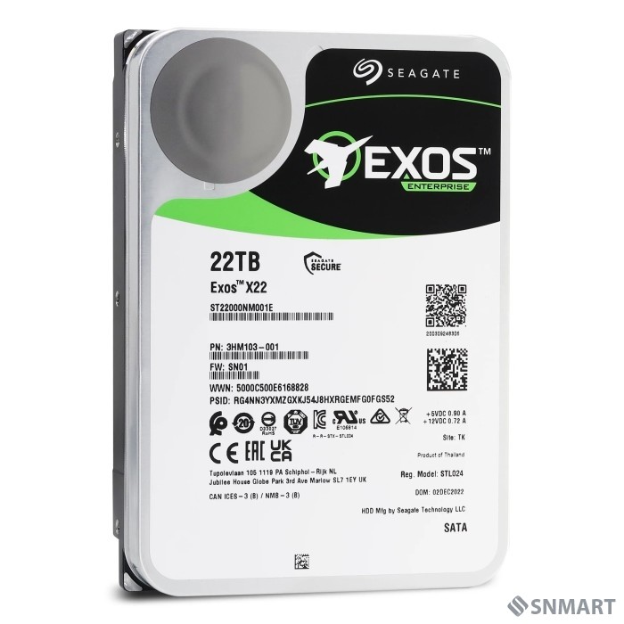 22TB Seagate Exos X22 (ST22000NM001E) [SATA 6Gb/s, 7200 rpm, 512mb buffer, 3.5"]