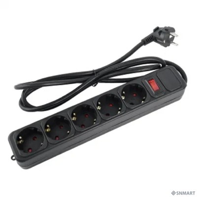 Perfeo сетевой фильтр &quot;REAL POWER&quot;, 1,8м, 5 розеток, 16А, 3500 Вт, тройная защита, черный. [PF_E1499]