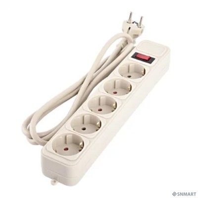 Perfeo сетевой фильтр &quot;REAL POWER&quot;, 5,0м, 5 розеток, 16А, 3500 Вт, тройная защита, серый. [PF_E1502]
