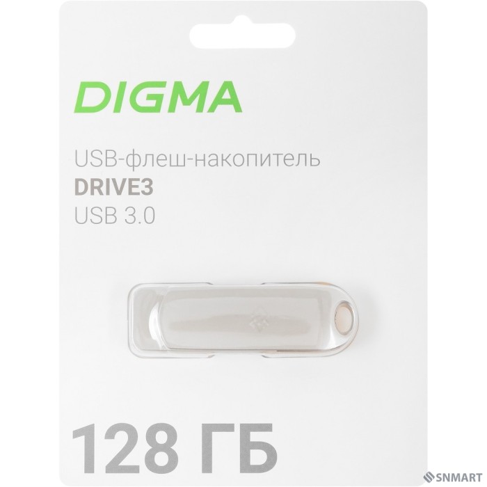 Digma USB Drive 128GB DRIVE3 DGFUM128A30SR USB3.0 серебристый