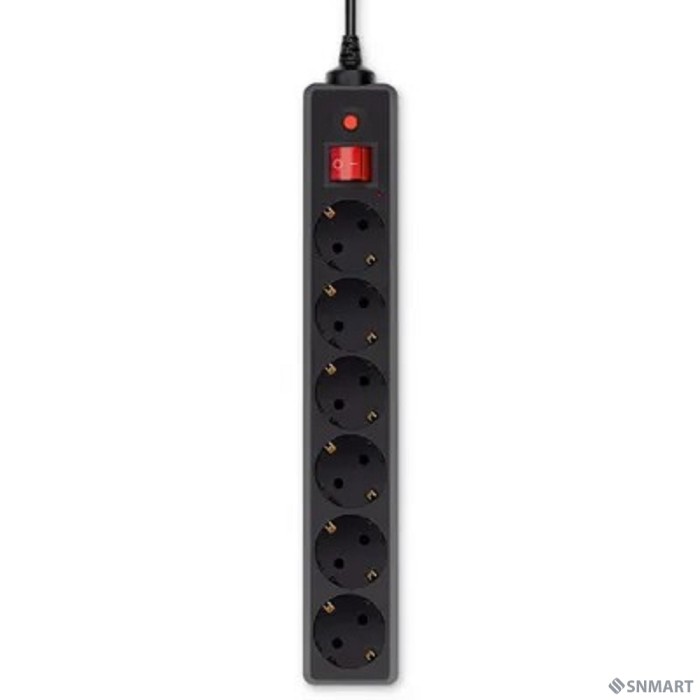 BURO Сетевой фильтр, 6 розеток, 3 метра, (600SH-3-B), черный (коробка) [992272]