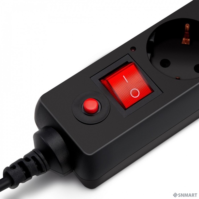 BURO Сетевой фильтр, 6 розеток, 3 метра, (600SH-3-B), черный (коробка) [992272]