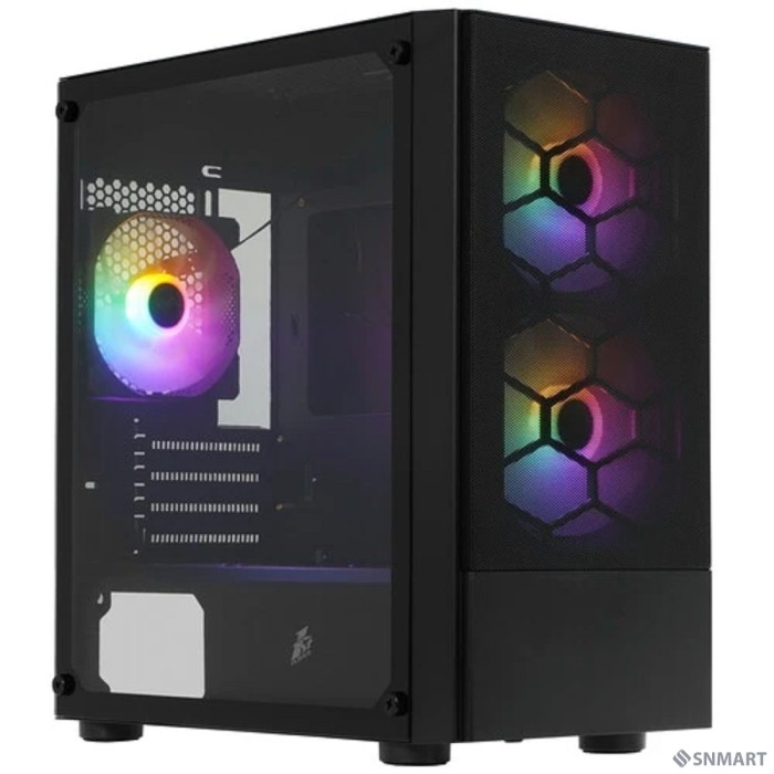 1STPLAYER Корпус FIREBASE X4-M Black / mATX, TG / 1x120mm & 2x140mm LED fans inc. / X4-M-BK-2F1P-1F1