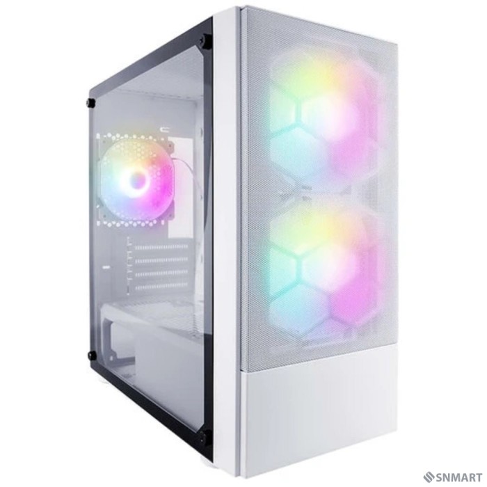 1STPLAYER Корпус FIREBASE X4-M White / mATX, TG / 1x120mm & 2x140mm LED fans inc. / X4-M-WH-2F1P-W-1F1-W