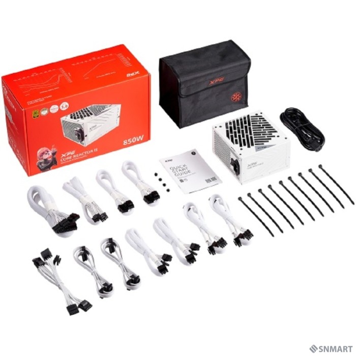 XPG CORE REACTOR II 850 white (ATX 3.1 850W, Full Modular, PWM 120mm FDB fan, Active PFC, DC to DC,Half-Bridge & LLC converter, 80+ GOLD, all Japanese capasitors, белый ) RET