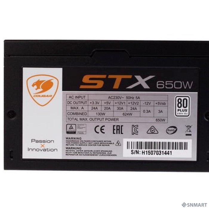 Cougar XTC 650 (ATX v2.31, 650W, Active PFC, 120mm Fan, Power cord, 80 Plus, Japanese standby capacitors) [XTC650] BULK