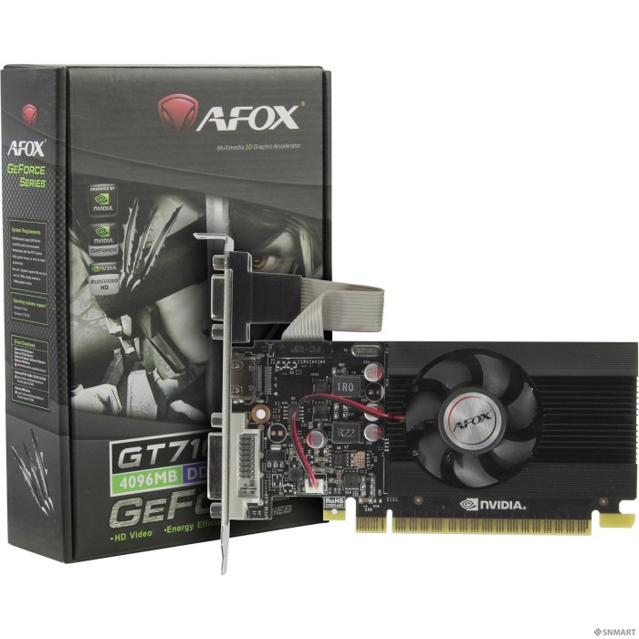 Видеокарта AFOX GT710 4GB 64bit DDR3 VGA/DVI/HDMI (AF710-4096D3L7-V1) RTL
