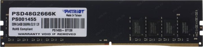 Оперативная память DDR4 Patriot Signature 2x4 ГБ 2666MHz (PSD48G2666K)
