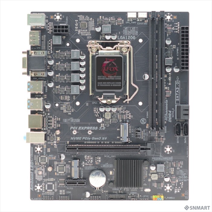 AFOX IH470D4-MA5-V2 (Socket 1200, mATX, H470, 2*DDR4(64Gb), VGA/HDMI, 4*SATA3, 1*M.2, 1*PCIEx16/1*PCIEx1,  4*USB 3.0,  4*USB 2.0, 1 x PS/2, LAN 1*1G, RTL)