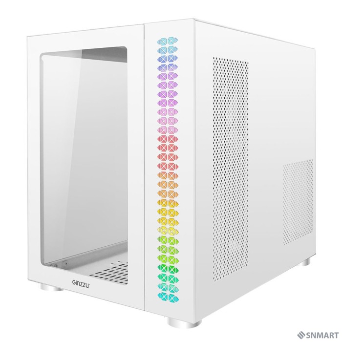 Ginzzu V560 RGB подсветка, закаленное стекло 1*USB 3.0,1*USB 2.0, AU Белый ATX
