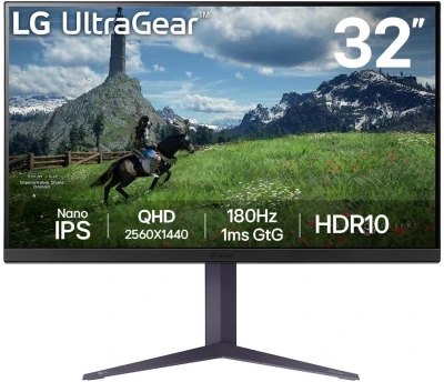 Монитор LG 31.5&quot; UltraGear 32GS85Q-B черный IPS LED 1ms 16:9 HDMI матовая HAS Piv 350cd 178гр/178гр 2560x1440 180Hz DP 2K USB 7.2кг