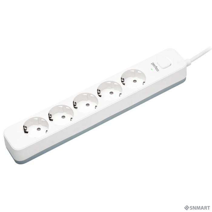 Perfeo "POWER STREAM", 2500W, 5.0м, 5 розеток, белый (PF_C3967)