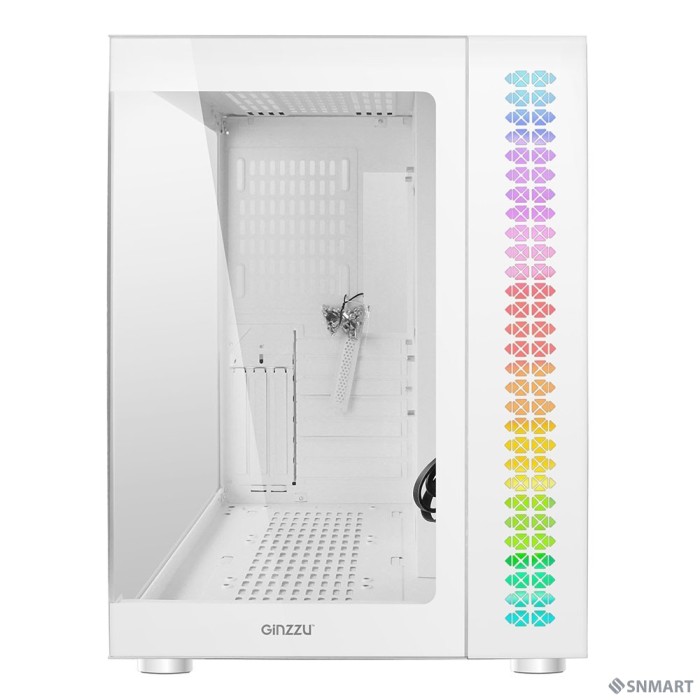 Ginzzu V580 RGB подсветка, закаленное стекло 1*USB 3.0,1*USB 2.0, AU Белый ATX