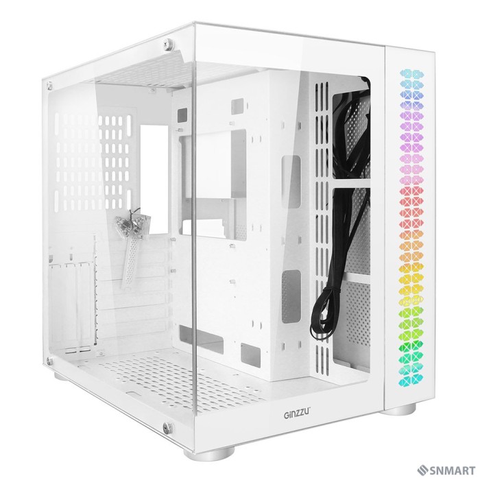 Ginzzu V580 RGB подсветка, закаленное стекло 1*USB 3.0,1*USB 2.0, AU Белый ATX