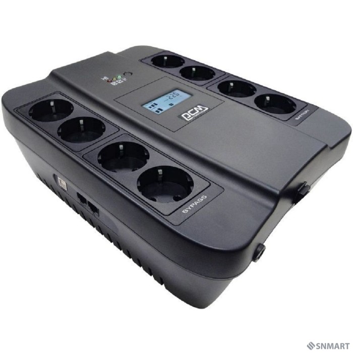 PowerCom Spider SPD-750U LCD ИБП [Line-Interactive, 750VA / 450W, 8xEURO: 4 с резервным питанием, 4 с фильтрацией, USB] (1138691/1642610)