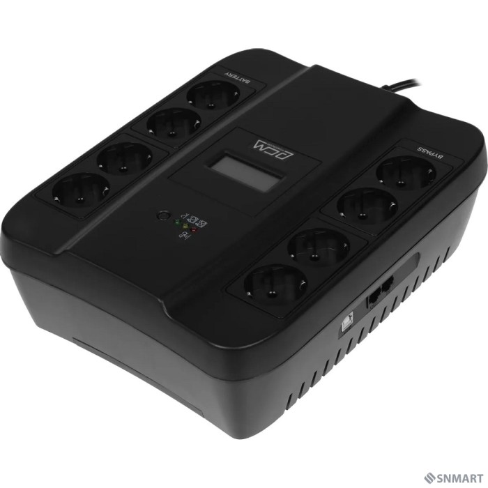 PowerCom Spider SPD-750U LCD ИБП [Line-Interactive, 750VA / 450W, 8xEURO: 4 с резервным питанием, 4 с фильтрацией, USB] (1138691/1642610)