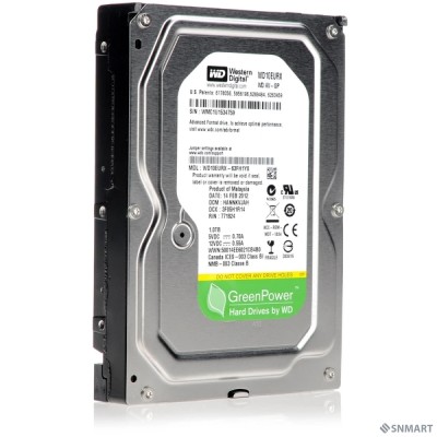 1TB WD AV-GP Video Surveillance 5400 RPM 64mb SATA3 WD10EURX