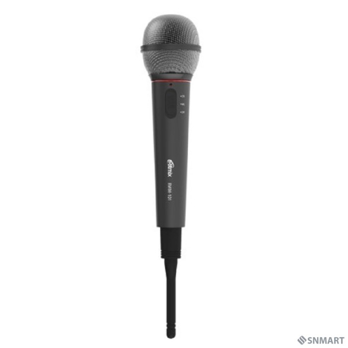 RITMIX RWM-101 black [ 85 дБ, максимальная девиация: ± 30 КГц, переключатель вкл./выкл., 3 pin XLR - Jack 6.3 mm, 3 м, питание микрофона: 1,5 В (постоянный ток DC, батарейки АА)]