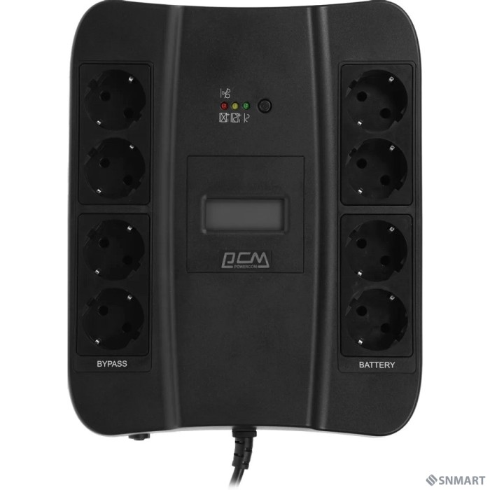 PowerCom Spider SPD-900U LCD ИБП [Line-Interactive, 900VA / 540W, 8xEURO: 4 с резервным питанием, 4 с фильтрацией, USB] (1168465)