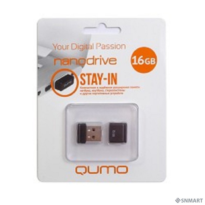 USB 2.0 QUMO 16GB NANO [QM16GUD-NANO-B] Black