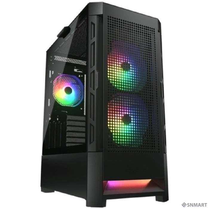Cougar Airface RGB Black, 2х140мм + 1x120mm ARGB Fan, ARGB Fan Hub, без БП, черный, ATX