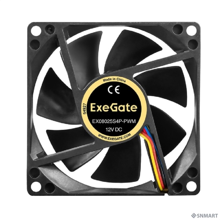 Exegate EX297045RUS Вентилятор 12В DC ExeGate EX08025S4P-PWM (80x80x25 мм, Sleeve bearing (подшипник скольжения), 4pin, PWM, 0-2300 RPM, 0-23dBA)