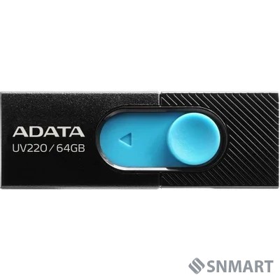 A-DATA Flash Drive 64GB UV220 USB2.0, черный и синий [auv220-64g-rbkbl]