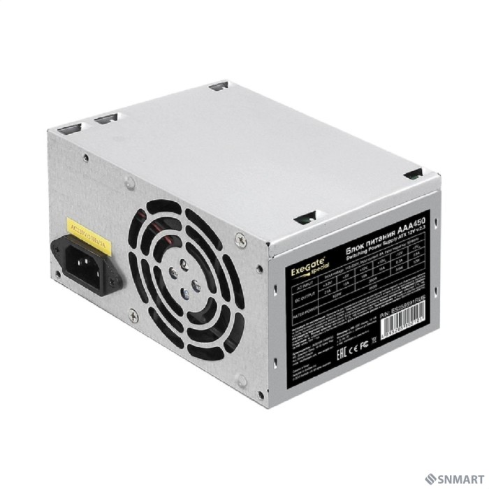 Exegate ES259591RUS Блок питания 450W Exegate AAA450, ATX, 8cm fan, 24p+4p, 2*SATA, 1*IDE