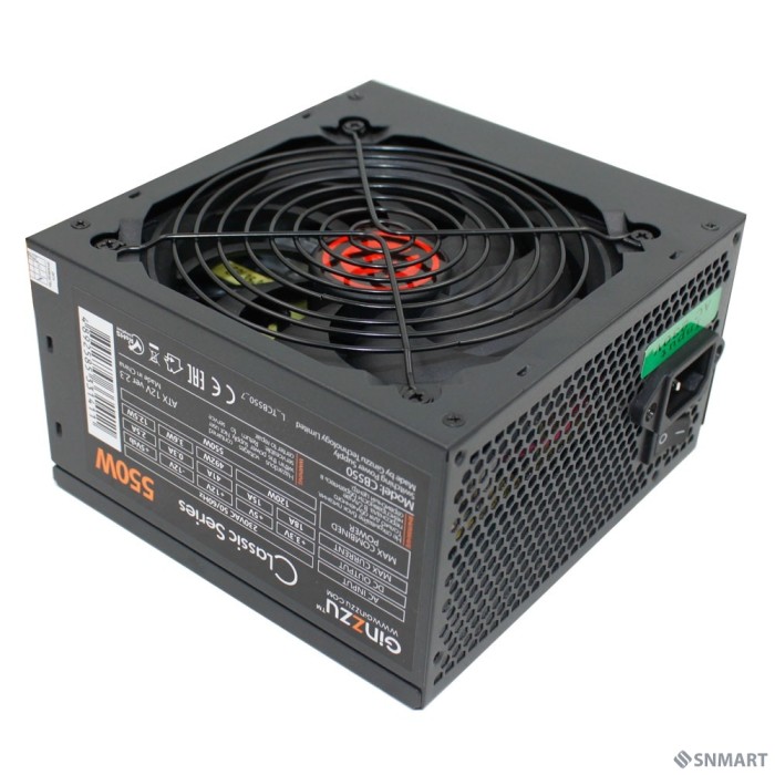 Ginzzu CB550 12CM black,24+4p,PCI-E(6+2), 4*SATA,3*IDE,оплетка MB, кабель питания