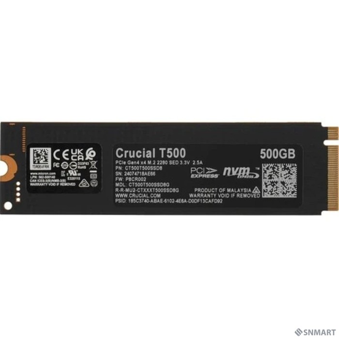 SSD Crucial M.2 2280 500GB Crucial T500 Client SSD CT500T500SSD8 PCIe Gen4x4 with NVMe, 7200/5700, TLC, 300TBW