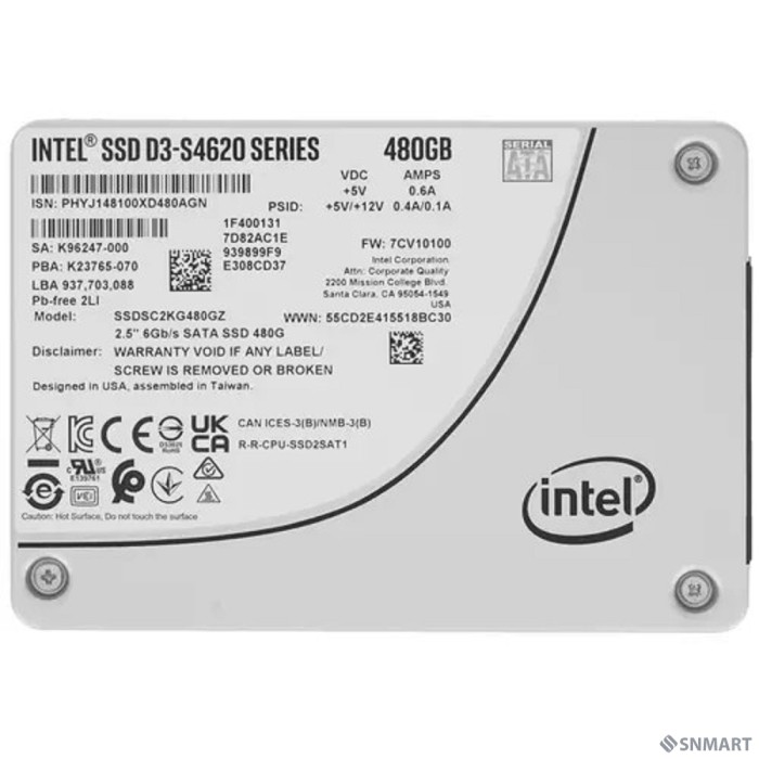 Intel SSD 480Gb S4620 серия SSDSC2KG480GZ01(1Z) [SATA3.0, 3D2, TLC, 2.5"]