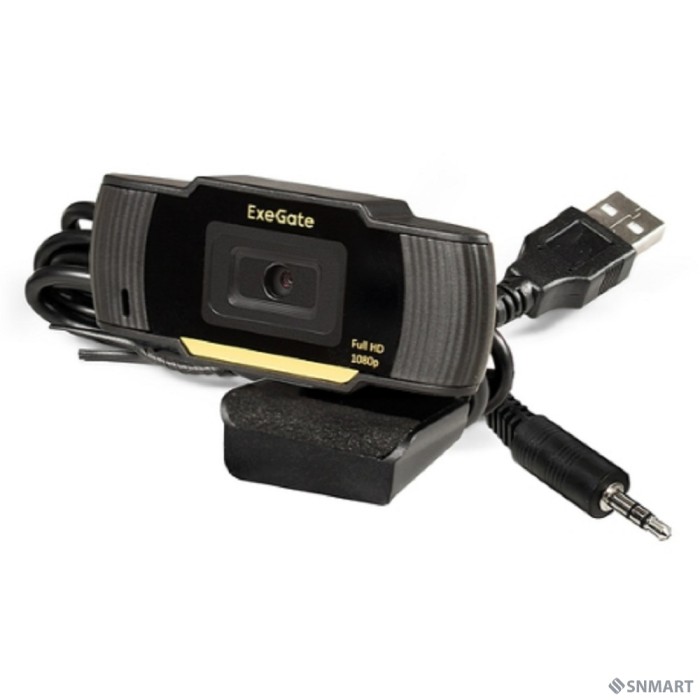 Exegate EX286182RUS Веб-камера ExeGate GoldenEye C920 Full HD [матрица 1/3" 2 Мп, 1920х1080, 1080P, USB, микрофон с шумоподавлением, фокус, универсальное крепление, кабель 1,5 м, Win Vista/7/8/10]