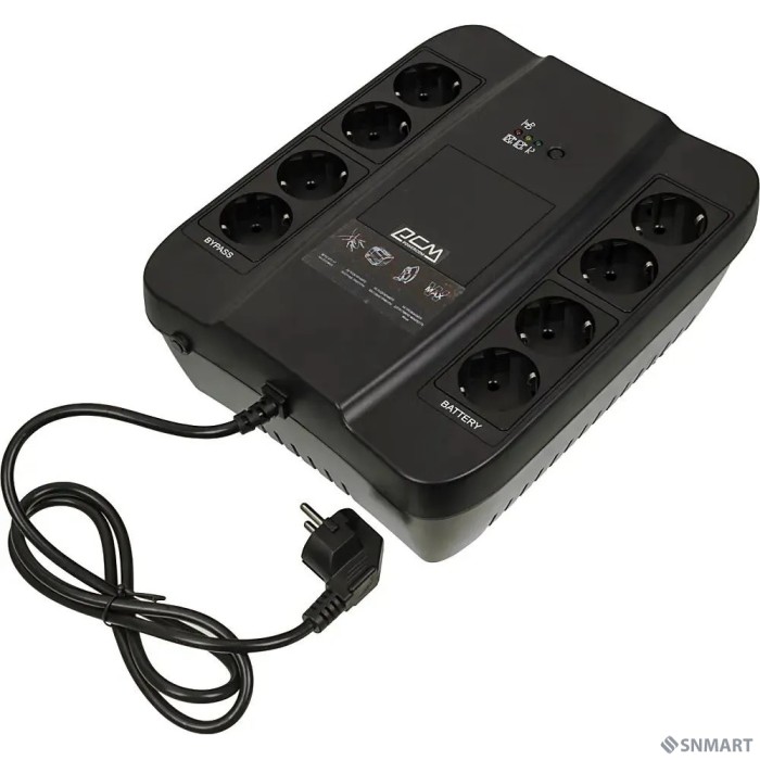 PowerCom Spider SPD-850N ИБП [OffLine, 850VA/510W, Tower, 8xEURO: 4 с резервным питанием, 4 с фильтрацией] (332715)