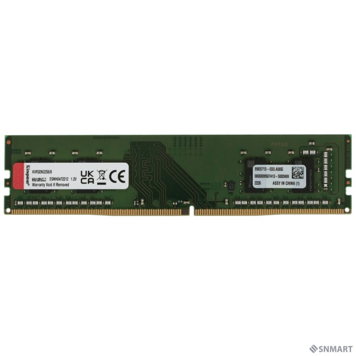 Kingston DDR4 DIMM 8GB KVR32N22S6/8 PC4-25600, 3200MHz, CL22