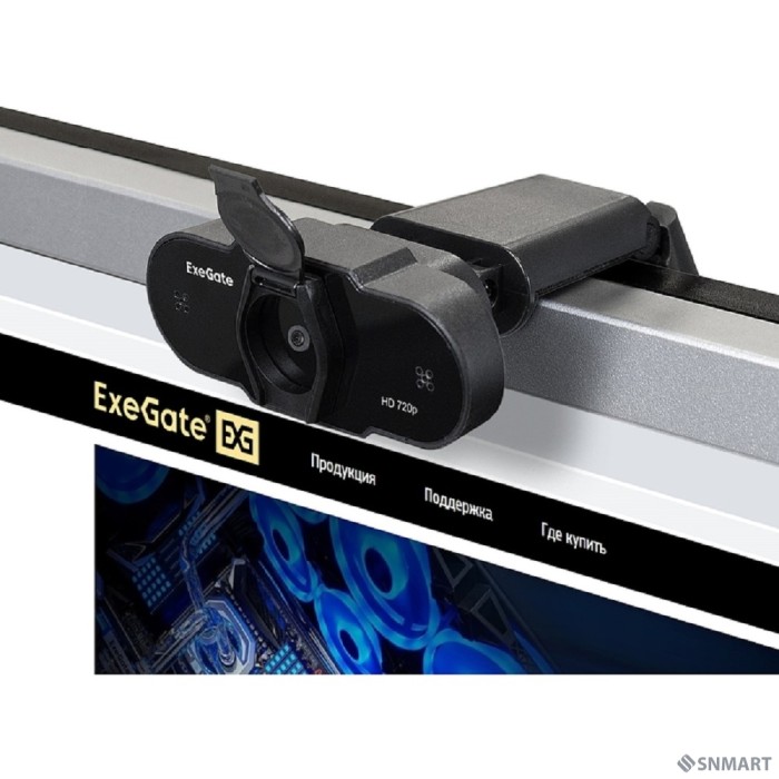 Exegate EX287385RUS Веб-камера ExeGate BlackView C525 HD (матрица 1/3"1,3 Мп,1280х720,720P,30fps,4-линзовый объектив,USB+35mm Jack,фиксированный фокус, микрофон с шумоподавлением, универсальное к