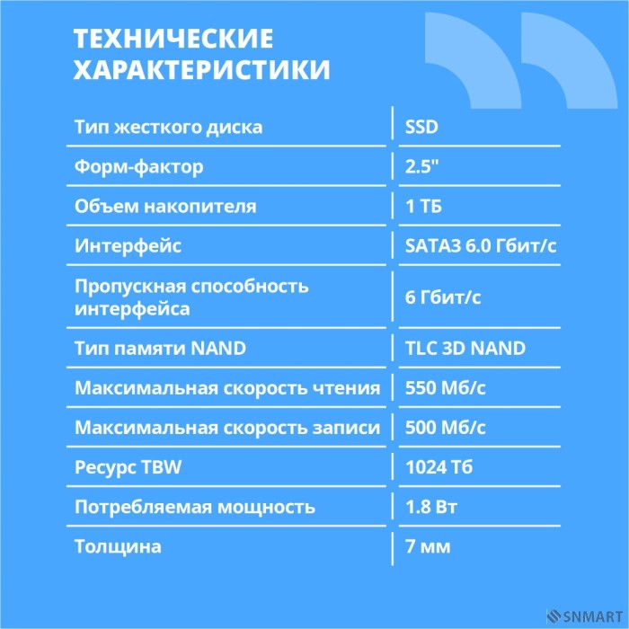 CBR SSD-002TB-2.5-BS24b, Внутренний SSD-накопитель, серия "Base", 2048 GB, 2.5", SATA III 6 Gbit/s, 3D TLC NAND, R/W speed up to 550/500 MB/s, TBW (TB) 1024, OEM